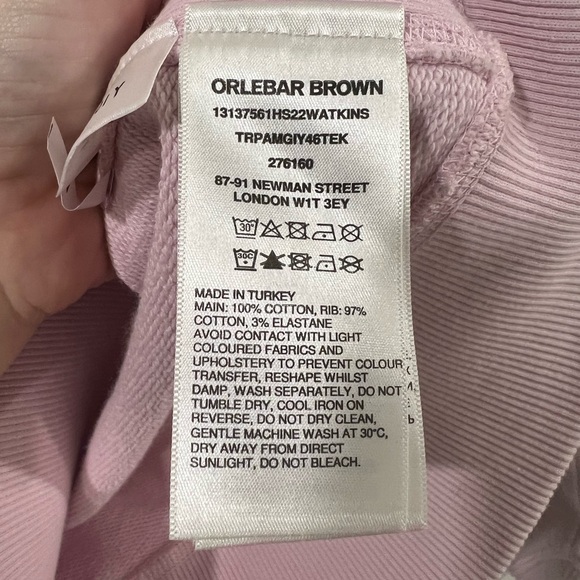 Orlebar Brown Watkins Conch Pink Crewneck Sweatshirt Garment Dyed Jersey Size M - Picture 8 of 10